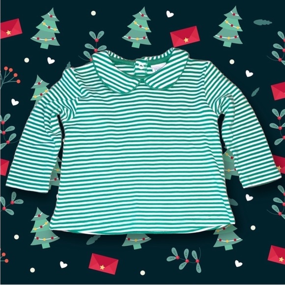 Red Corduroy Appliquéd Christmas Jumper & Green/White Stripe Long Sleeve Top 18M - Picture 8 of 11